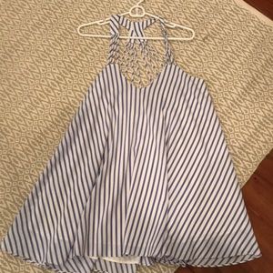Lucy Paris blue/white striped trapeze dress